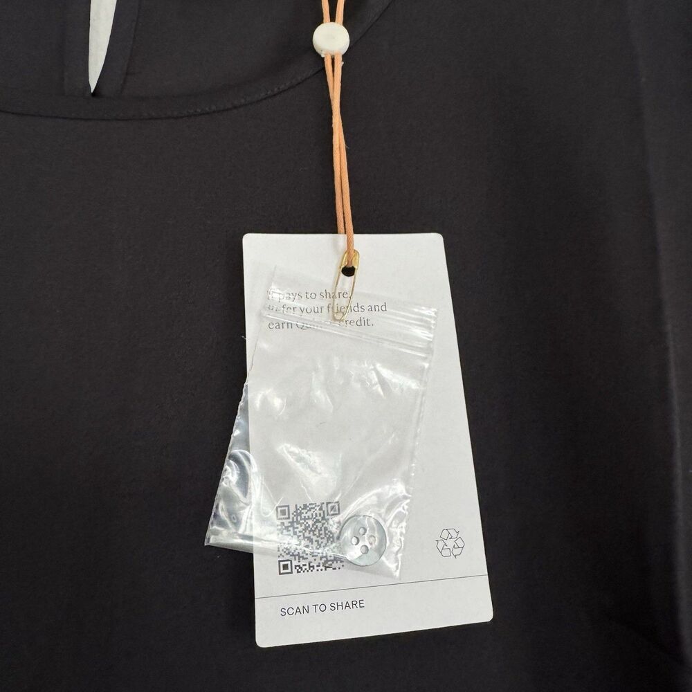 NWT Quince Silk Washable Stretch Tee Black Sz S Minimalist Quiet Luxury Preppy - Picture 2 of 16